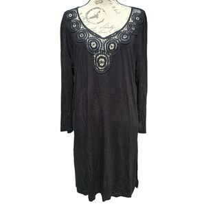 La Blanca Black Swim‎ Cover-up Long Sleeve Lace Chest Size Large